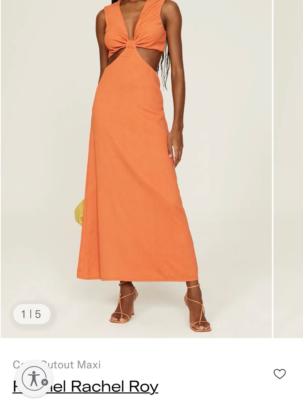 RACHEL Rachel Roy Orange Twist Cora Cutout Maxi Dress, size L
